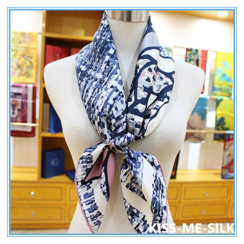 

Scarves KMS Classic Camellia Silk Twill Scarf Shawl Big Square For Women 90*90CM/50G