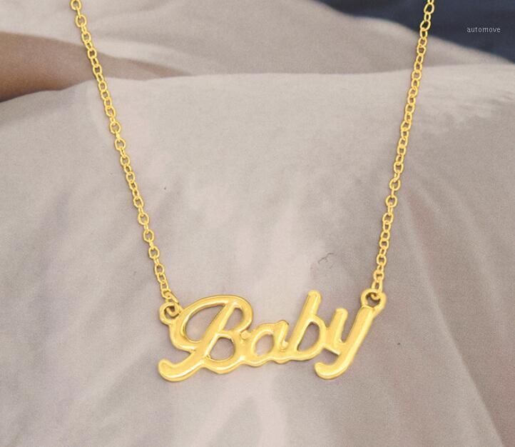 

egirl Cute gold Color name Baby Choker Necklace For Women Clavicle Chain 2020 Fashion Female Chocker Jewelry collier Party Gift1