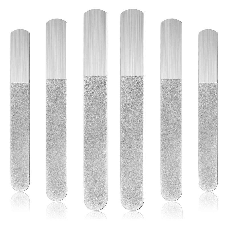 

6 Pieces Stainless Steel Nail File Double-Sided Diamond Nail File Metal Manicure for Family and Travel