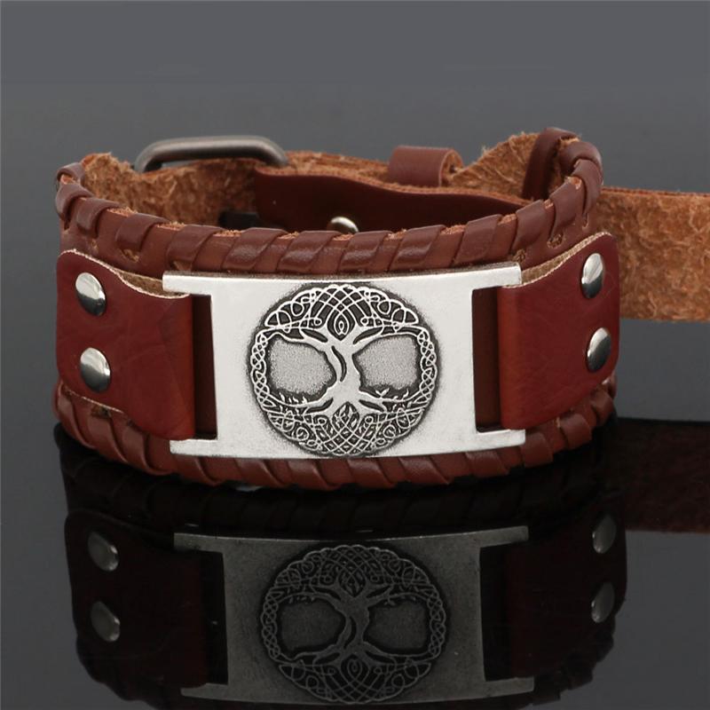 

Tree of Life Pendant Charm Leather Bracelets for Women Fashion Ladies Metal Accessories Wide Wrap Bangle Female Vintage Jewelry