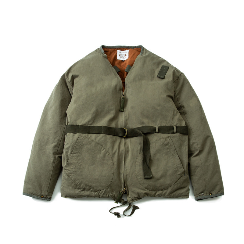 

2020 winter new national tide retro padded jacket men Japanese street collarless loose casual padded jacket men