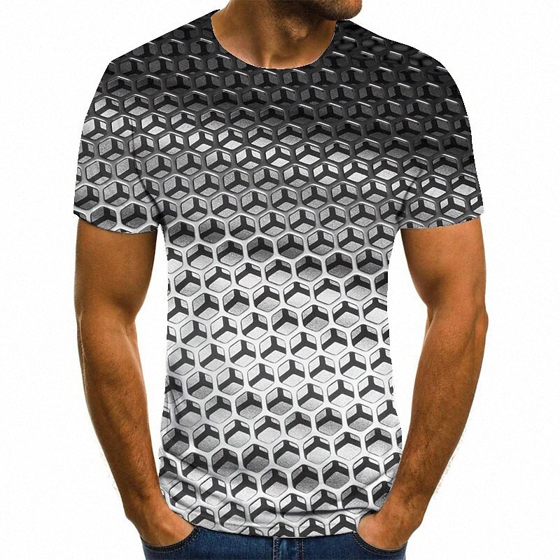 T-shirt Unisexe Tee T-shirt 3D Imprimer Imprimer Géométrique Graphic Prints Plus Taille Cou rond Casual Imprimé Daily Impression courte À Manches