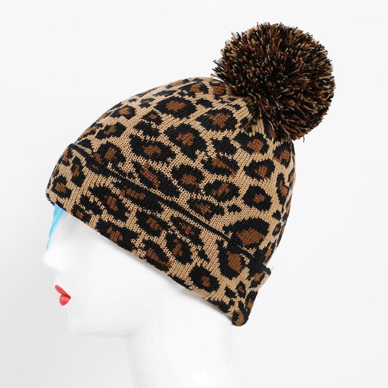

Women's Winter Caps Adult Women Men Winter Leopard Crochet Hat Knit Hat Beanie Hairball Warm CapFluffy Bucket Cheetah1, Pink