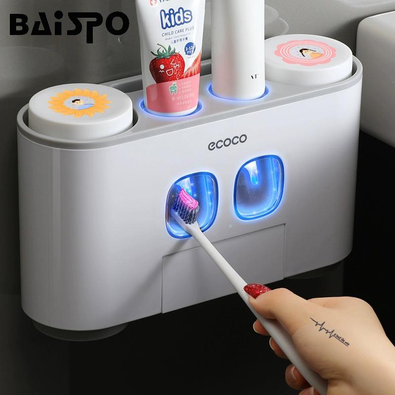 

BAISPO Bathroom Automatic Toothpaste Dispenser Toothpaste squeezer Wall Paste Mounted Toothbrush holder Bathroom accessories set