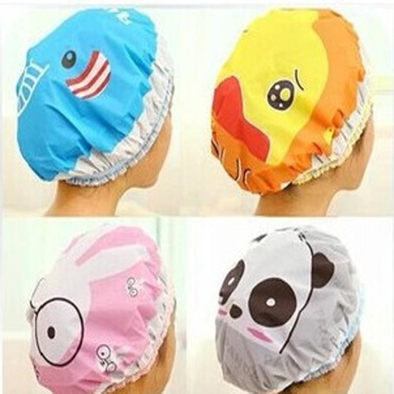 

1pcs Cute Cartoon Animal Waterproof Bath Shower Cap Resuable Elastic Lace Band Bath Hair Caps Hat Bathroom Set Accessories
