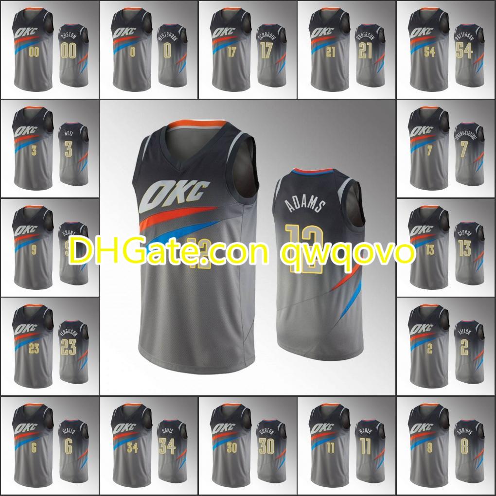 

OklahomaCityThunder Men Steven Adams Paul George Dennis Schroder GrayNBA Custom Jersey, Black