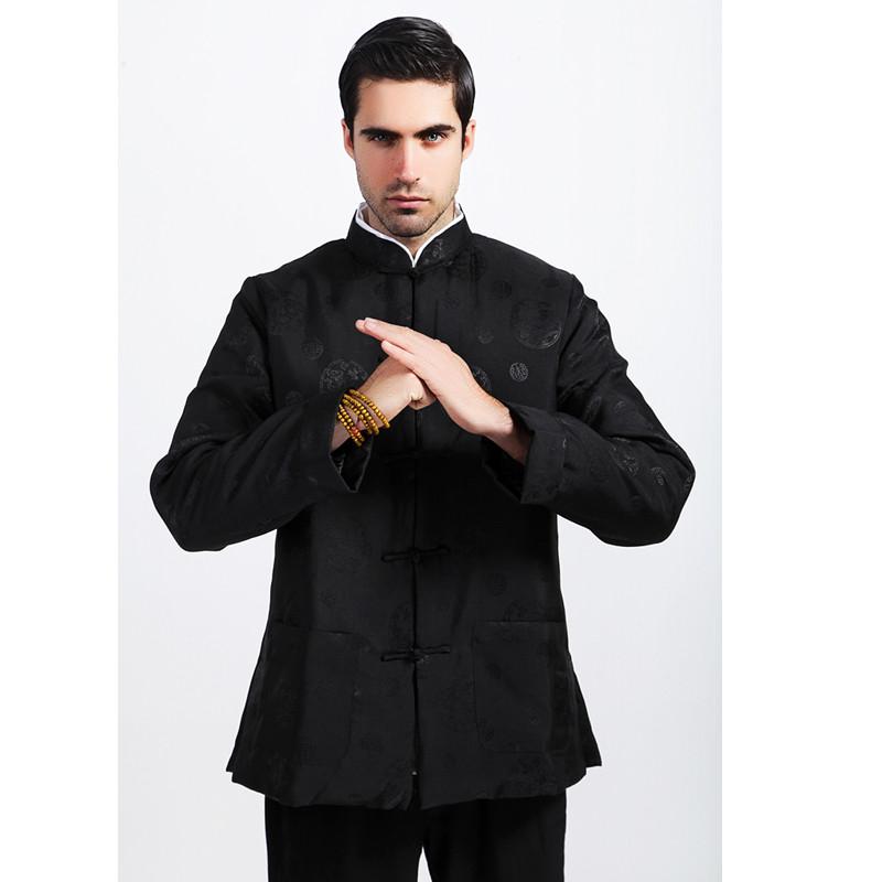 

Men's Jackets Black Vintage Chinese Men Silk Satin Coat Winter Thick Cotton-Padded Jacket Warm Overcoat Outwear Size  L XL XXL XXXL