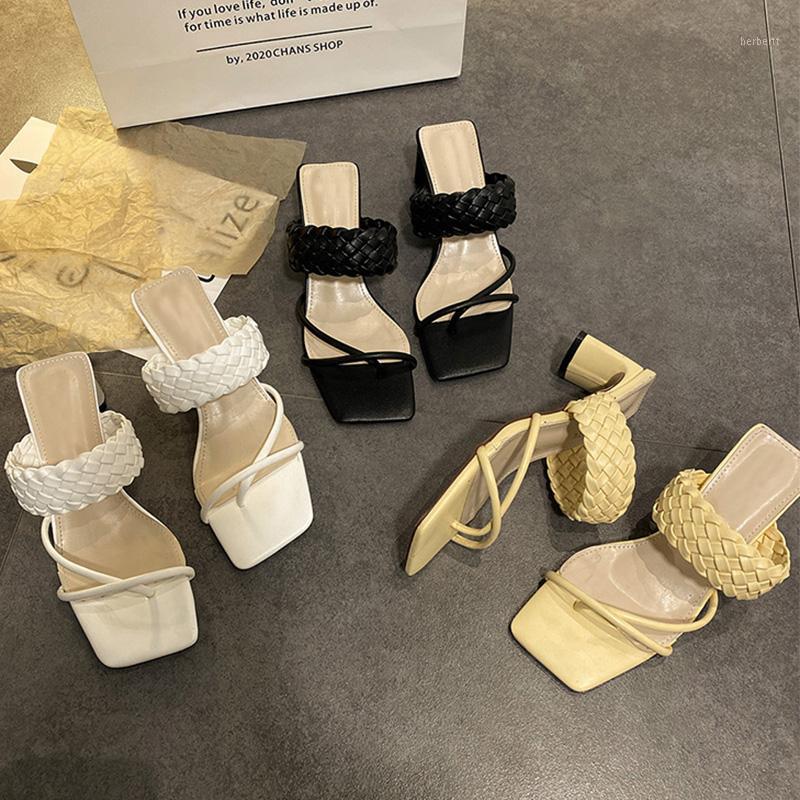 

2020 Summer Slippers Women Fashion Wild Thick With High Heels Open Toe Elegant Ladies Slides Shoes Female Outdoor Sandal1, Black