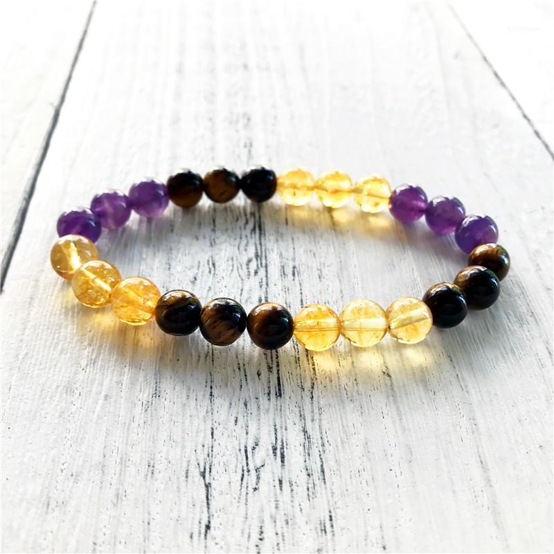 

Fashion Jewelry 3 Color Beads Bracelet Yellow Quartz & Tiger Eye & Purple Quartz Bracelet Wrist Yoga Bracelets Fashion Jewelry1