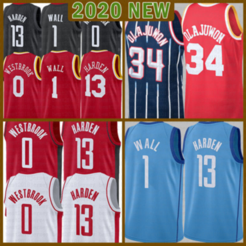 

2021 New James 13 Harden basketball jersey Russell 0 Westbrook Mens Hakeem 34 Olajuwon Cheap John 1 Wall Mesh Retro Ivory, 2021 jersey