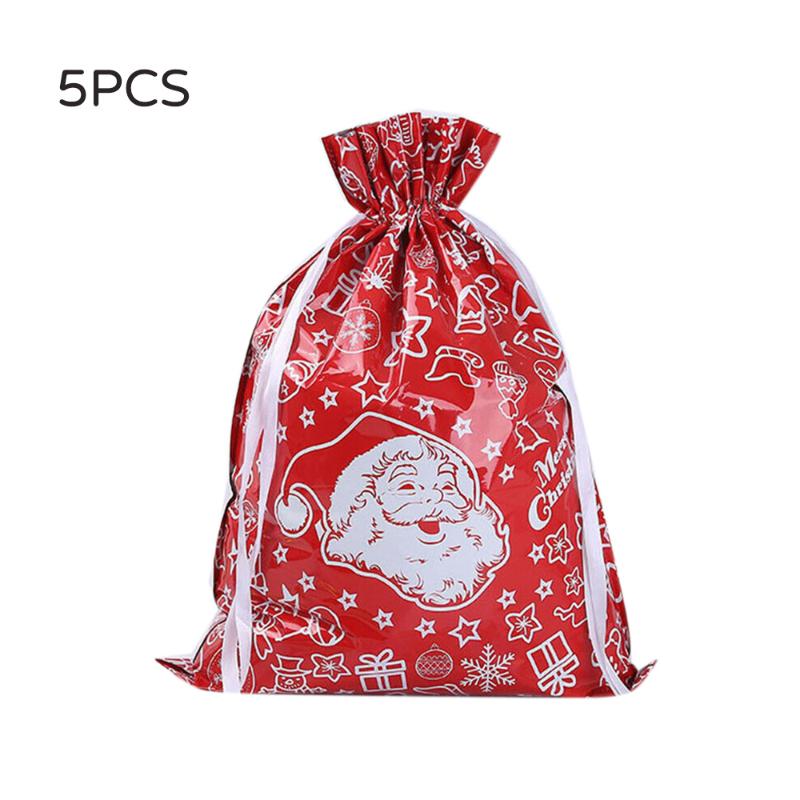 

5 Pcs/Set Drawstring Gift Bags Christmas Party Wedding Favors Bags Christmas Gift Children Kids Candy Packing Draw String Pouch