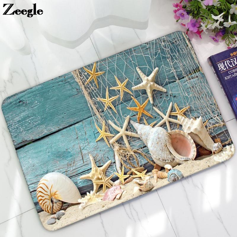 

Printed Starfish Door Mat Absorbent Rubber Floor Mat Kitchen Foot Carpet Anti-Slip Living Room Rug Home Decoration Door, Zyfc