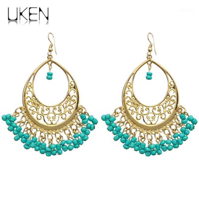 

UKEN Bohemia Fashion 3 Colors Drop Earrings For Women Statement Acrylic Beads Tassels Big Dangle Earrings Ethnic Brincos1