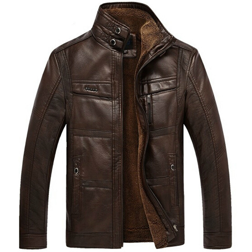 

2021 New Winter the of Quality Trade Marks Pu Outerwear Masculine Fleece Jacket Men Leather Jackets 5xl Mountains AIIL, Dark coffee.
