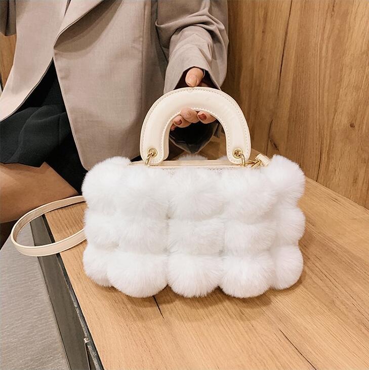 

Factory wholesale women handbag in winter contrast plush bag sweet and lovely plushs Mao Maos handbags leather womens shoulder bags