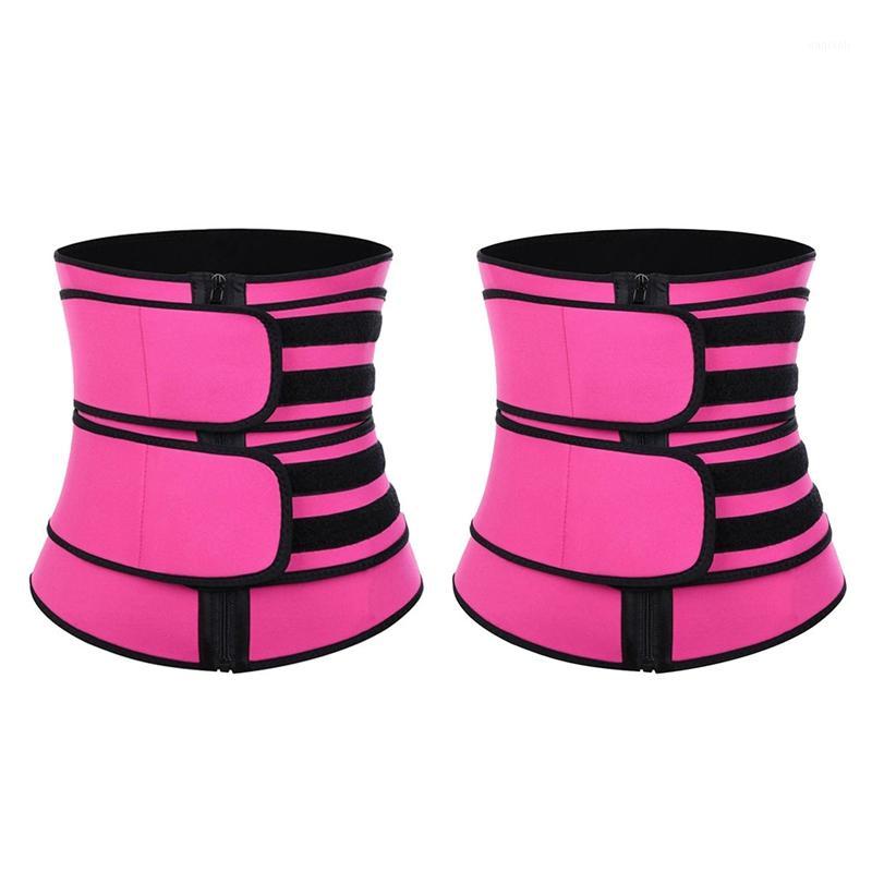 

2Pcs Yoga Fitness Waist Trainer Slimming Belt Sauna Belly Shaping Underwear Sculpt Belt Red - L & Xxxl1