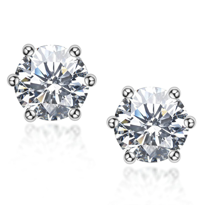 Sterling Silver S925 2CT /Pair Moissanite Diamond Earring Wedding Engagement Earrings Brilliant Cut D/VVS1 Women Gift Hip Hop