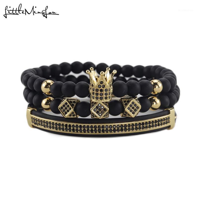 

3pcs/Set Luxury men Crown Bracelets zircon polygon crown Charm handmade men bracelets & bangles for Jewelry husband gift1