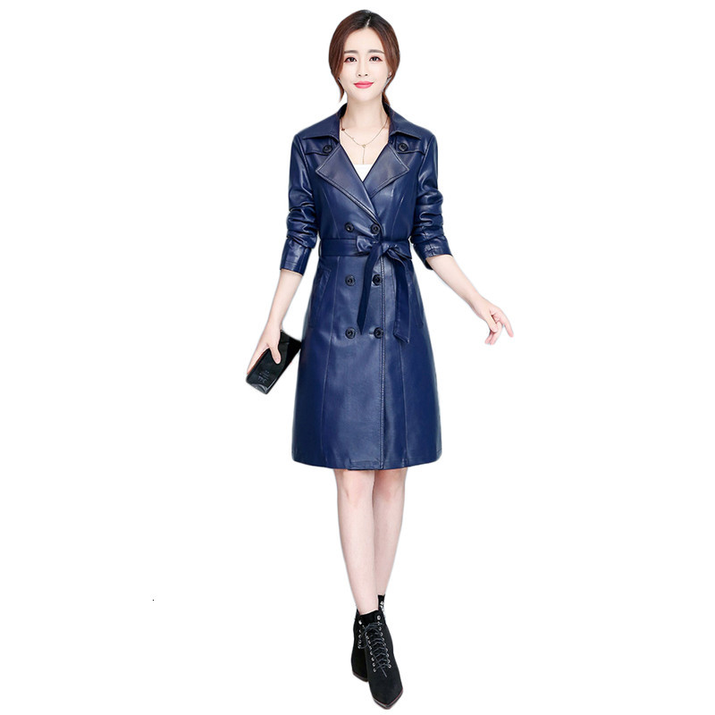 

2021 New Blue women's M-7XL plus size autumn New Korean fashion thin red motorcycle female leather jacket, Big red