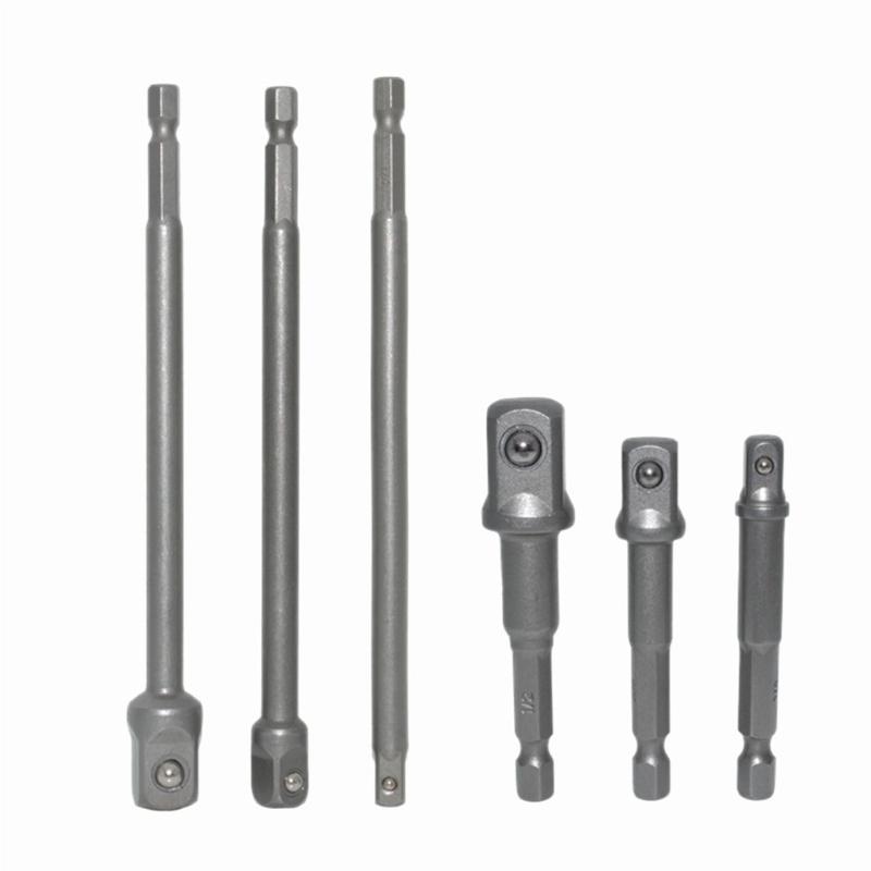 

6pcs Hex Shank Wrench Drive Power Extension Drill Bit Socket Adapter Holder 1/4" 3/8" 1/2" Screwdriver Tools