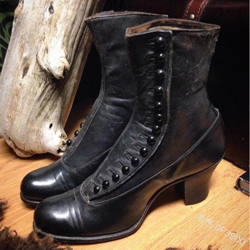 

Women's Boots Fashion Lace Knee High Boots Women Warm Shoes High Heeled Round Toe Winter Snow Zip Mid-tube, Black
