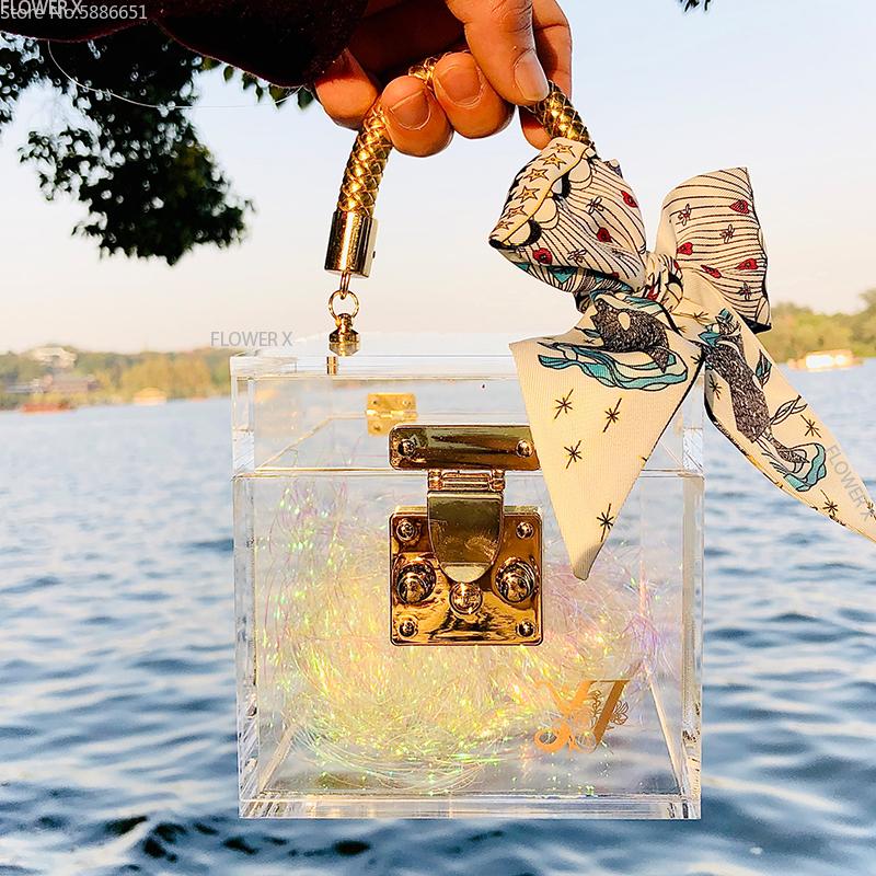 

1Pcs Handbag Wedding Baby Shower Birthday Chistmas Transparent Candy Acrylic Bridesmaid Girlfriend Lipgloss Packaging Gift Box