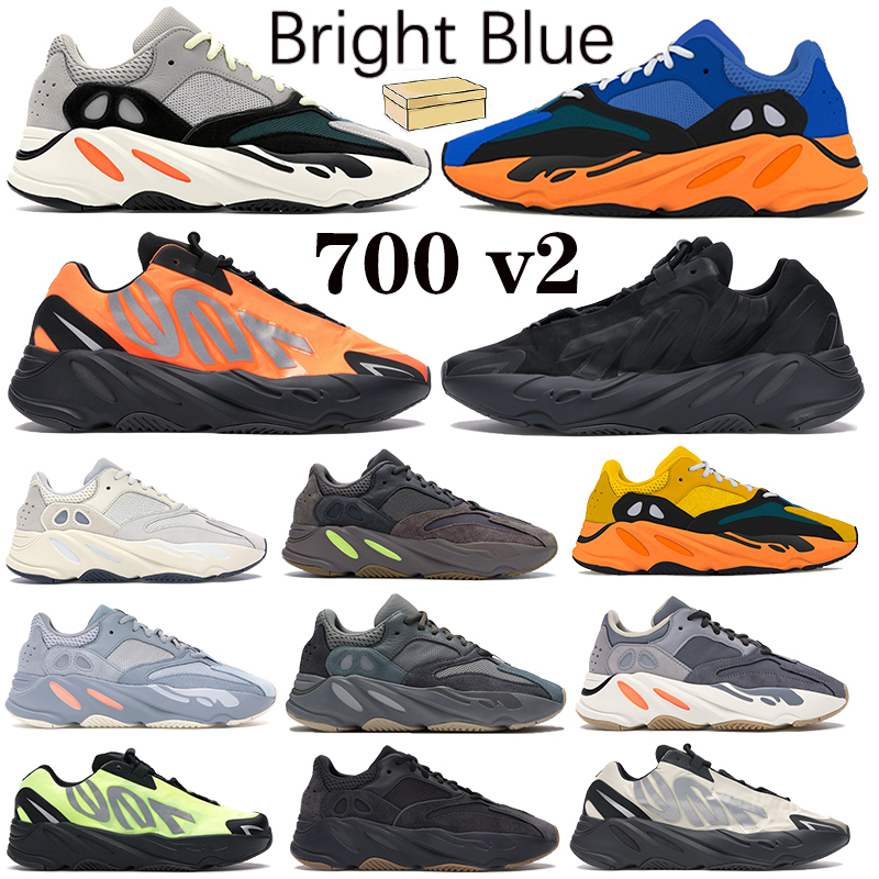 

700 V2 Bright Blue Solid Grey Running Shoes Orange Triple Black Phosphor Inertia analog Runner Vanta Men Women trainers Sneakers, 27 shoe box