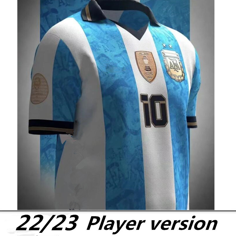 

2022 Copa Player version Argentina home 2023 soccer jersey 23 22 DYBALA AGUERO DI MARIA MARADONA AWAY football shirt men