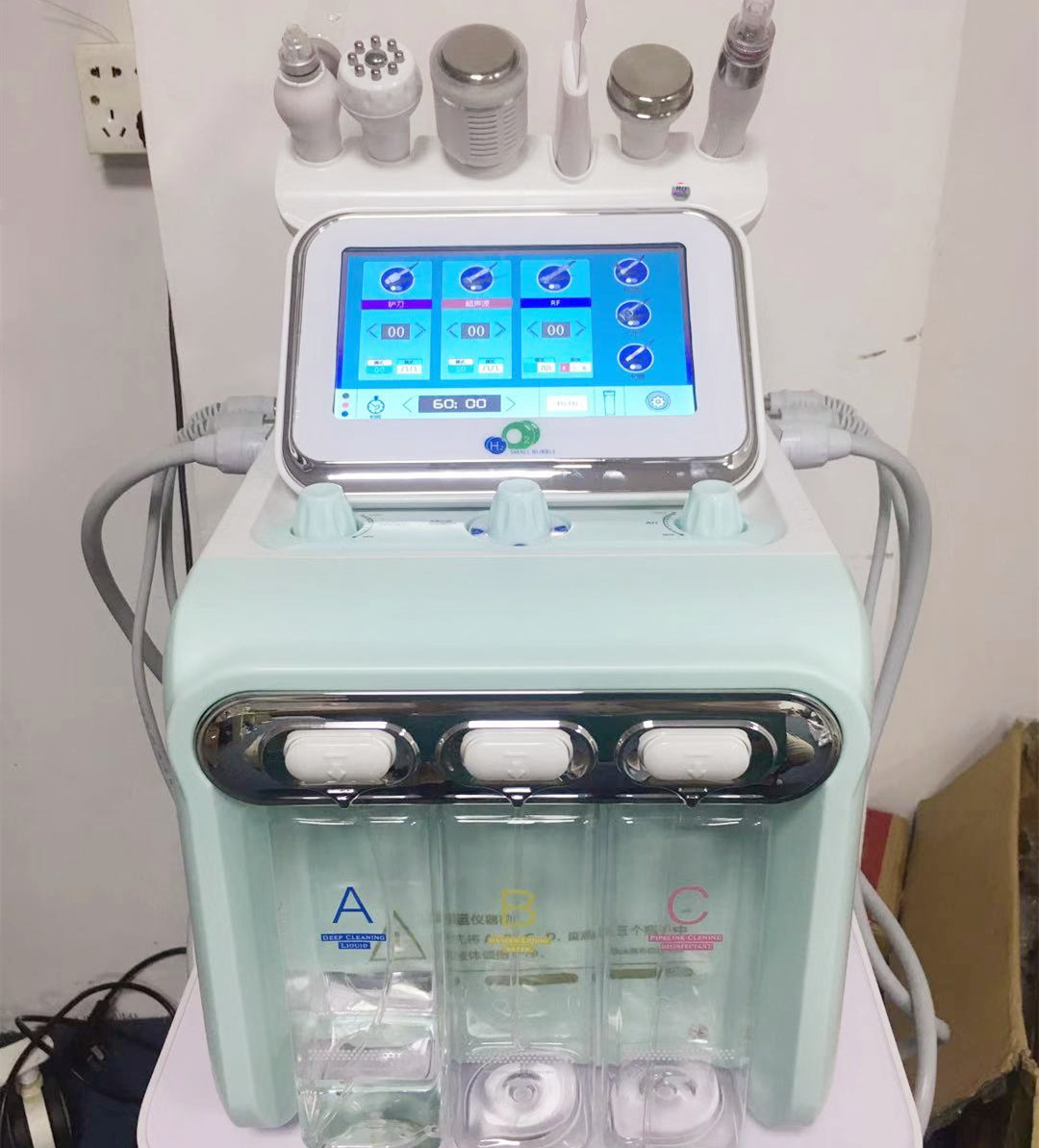 Facial care 6 in 1 hydrafacial Water Oxygen jet peeling Oxygen facial machine Deep Cleansing Exfoliating vaccum blackhead remover