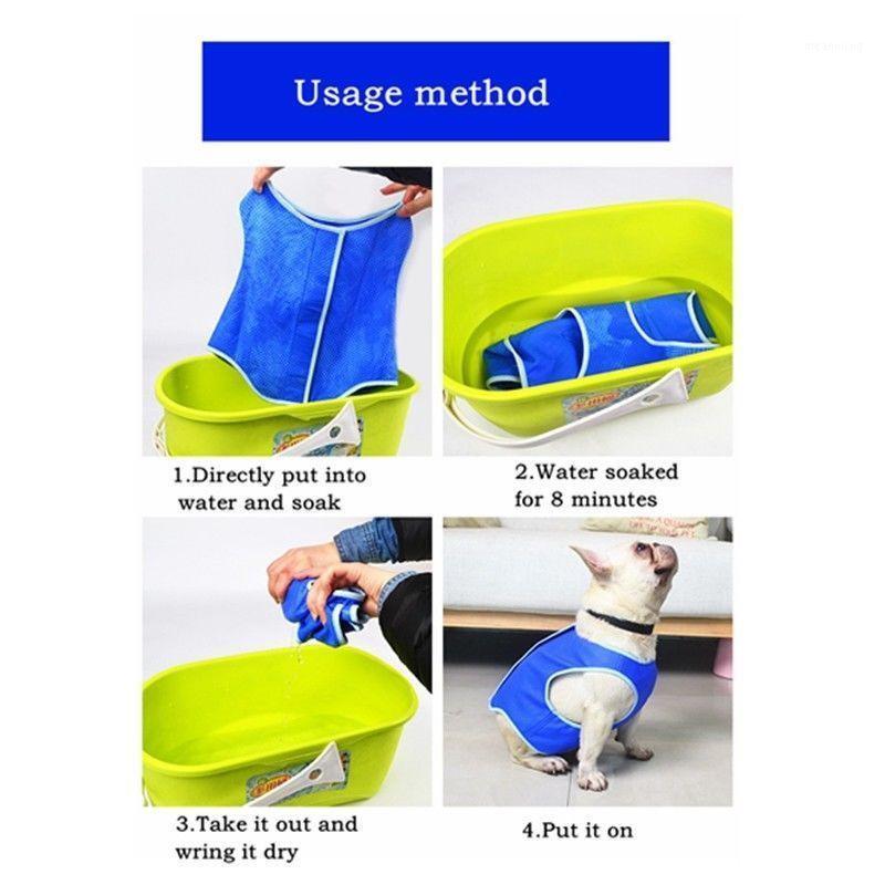 

Summer cool jacket jacket vest T-shirt clothes for dog puppy products polyester machine washes portable folding breathable W07131, Blue