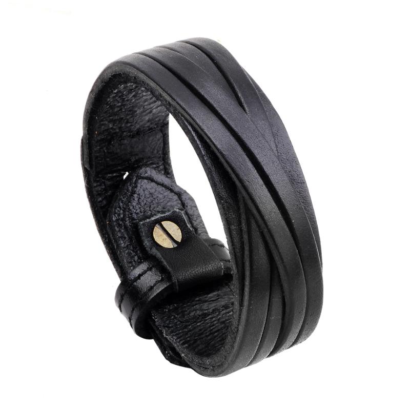 

Male Cow Leather Bracelets Biker Jewelry Men's Bracelet Retro Wristband Bangles Man Jewelry Alloy Buckle Adjustable