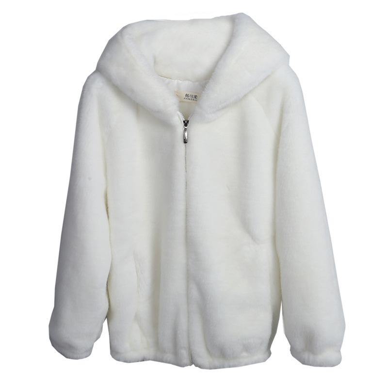 

2020 new female winter vison cashmere warm jacket with hood thick fur coat, Gray