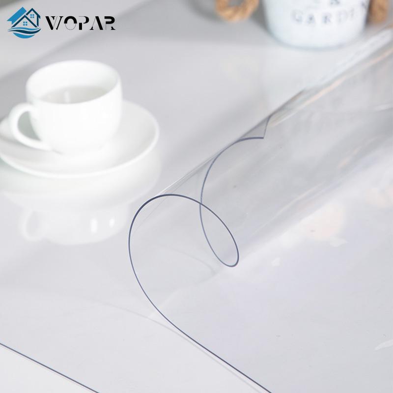

Transparent Tablecloth Waterproof Oilproof Soft Glass PVC Table Cloth Kitchen Dining Table Cover Marble Rectangular 1.3mm, Clear