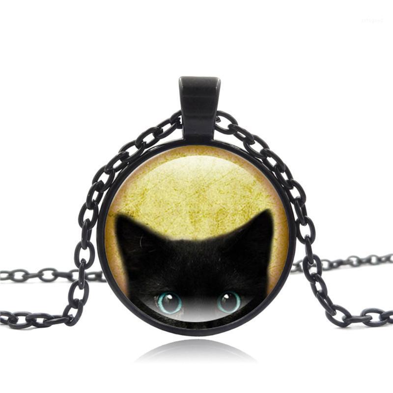 

Other Fashion Retro Punk Necklace Simulated Glass Round Black Cool Cat Ladies Jewelry Stylish Pendientes Necklaces Torque1
