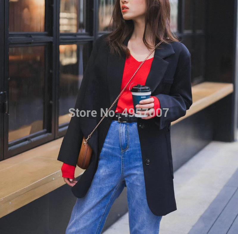 

High Quality Fashion Blogger Double- Breasted Suit Blazer - Ladies 2020 Elfbop /Casual Blazer Outerwear Top, Black as show
