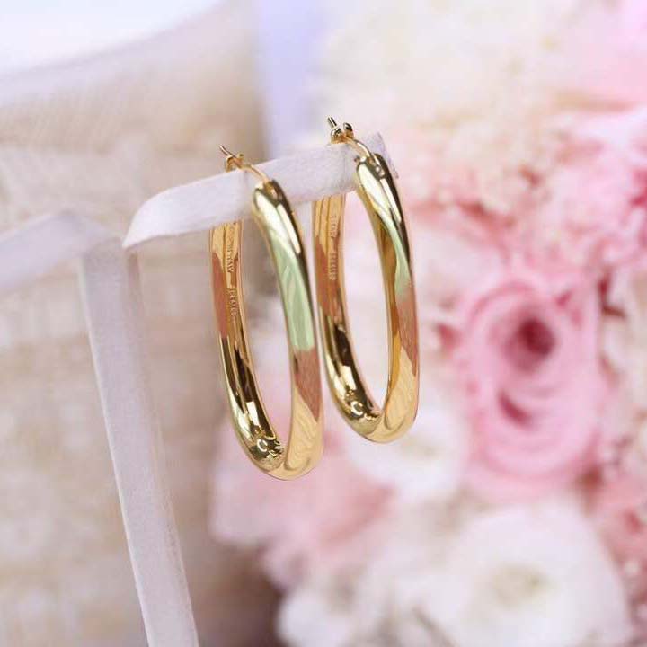 

Top quality oval shape pendant hoop earring in 18k gold plated for women wedding jewelry gift PS8640
