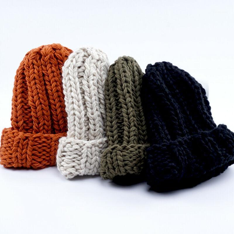

Autumn Winter Warm Women Braided Crochet Wool Knitted Beanie Beret Ski Ball Cap Baggy Solid Hat Skullies1, Black