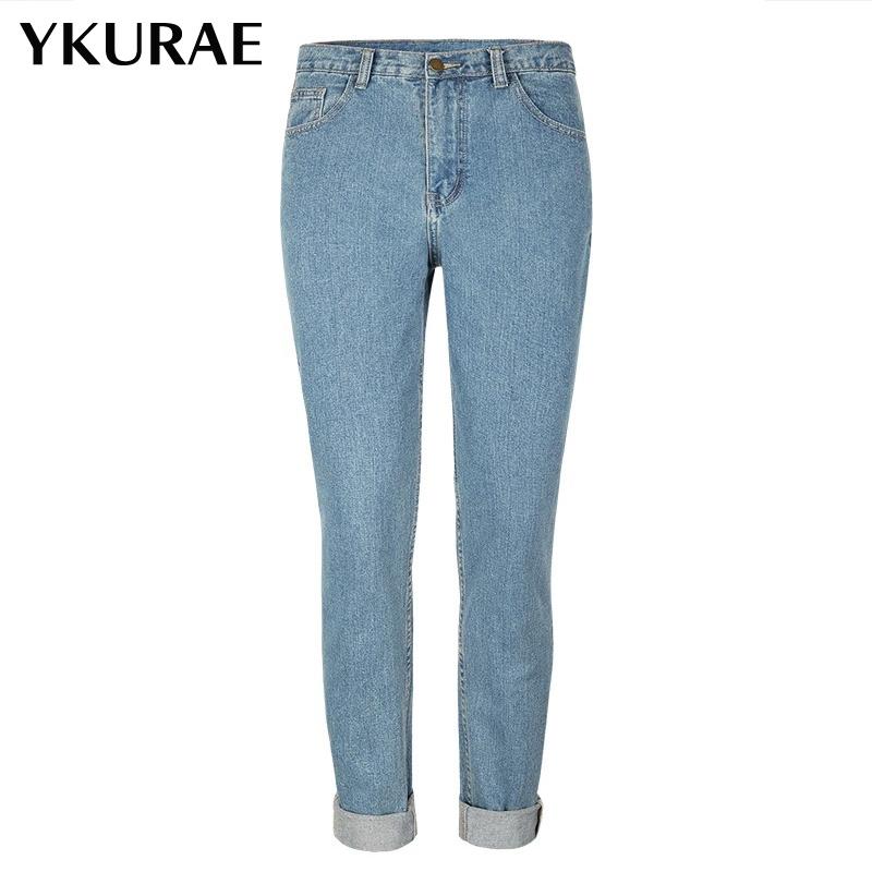 

Pants For Women High Waist Jeans Female Autumn Winter Trousers Denim Solid Color New Fashion Oversize Loose Straight Pant FL257, Blue