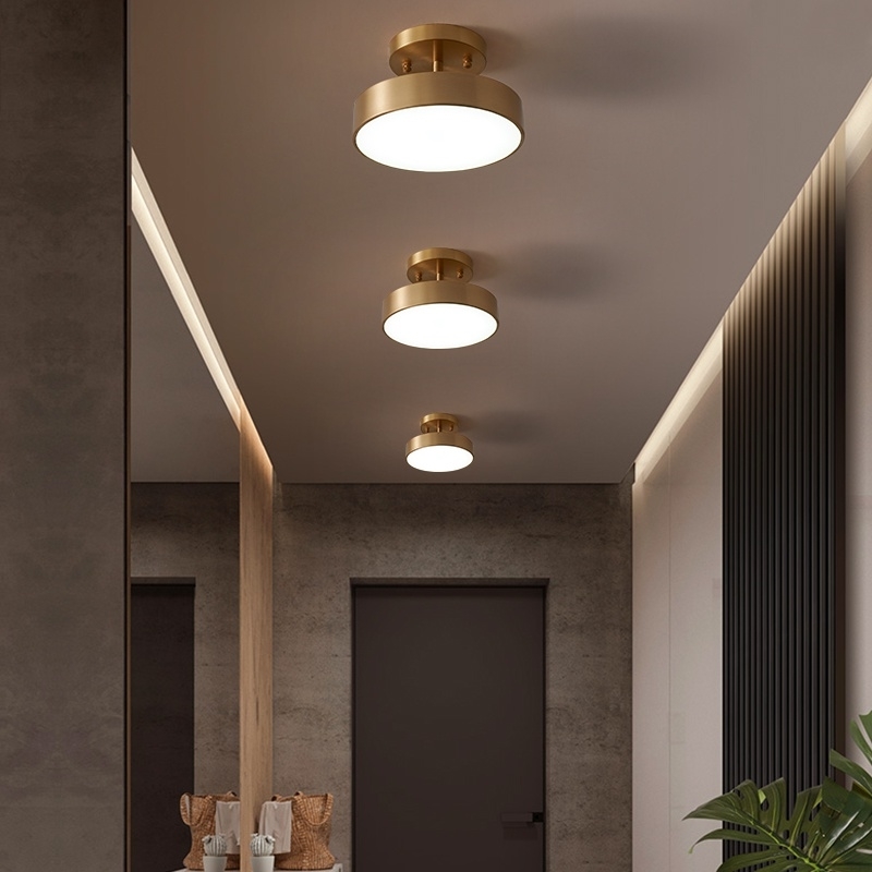 

2021 New Moderne Ceiling Lamp Led to the Balcony Staircase Corridor Golden Copper Ring Suspended Lighting Chandelier JQDF