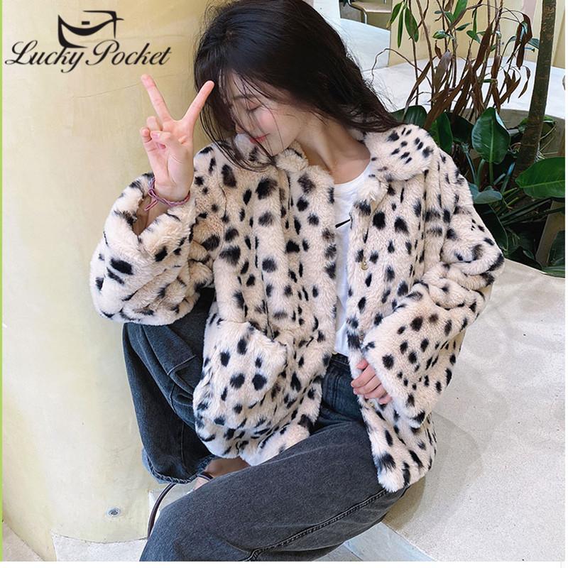 

Women Autumn Winter Fashion Casual Loose Lamb Wool Coat Female High Street Elegant Fur Leather Ladies Warm Thick New Coat ML1063, Brown