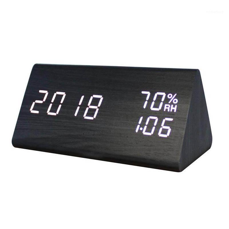

LED Wooden Alarm Clock Temperature Humidity Electronic Desktop Digital Table Clocks Bedroom Alarm Clock Home Decor1