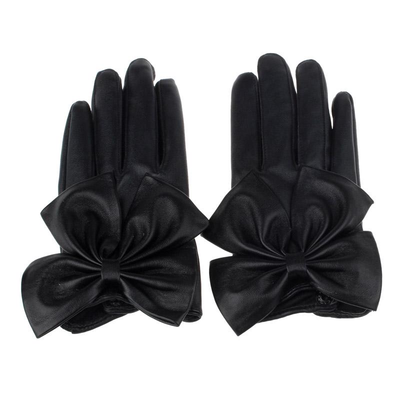 

Solid Color Gloves Fashion Women Ladies Butterfly Gloves Bow Wrist Soft Leather Winter Keep Warm 2021 Elegant Mittens