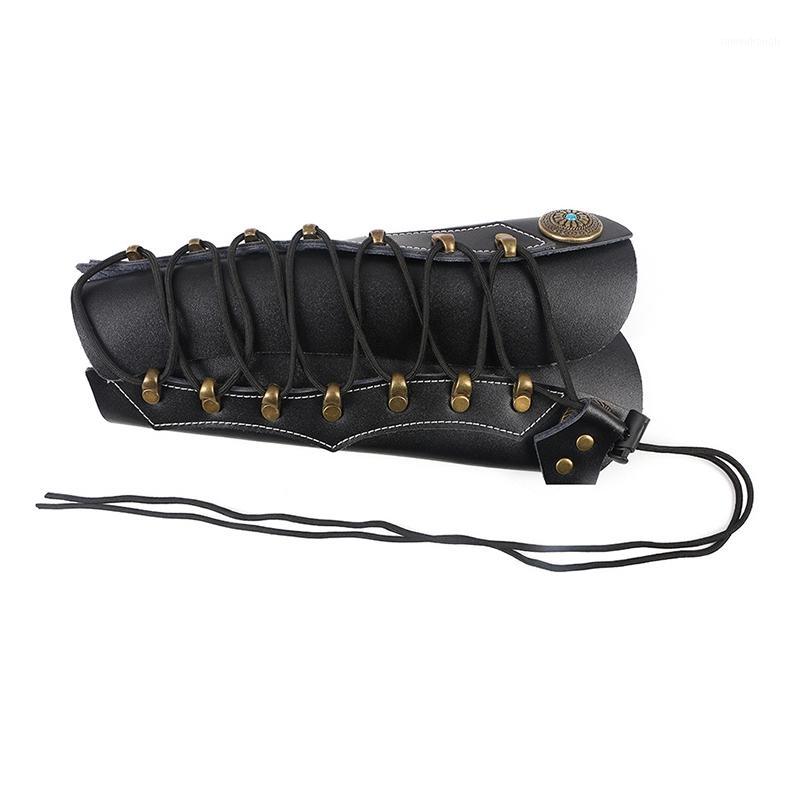 

Cowhide Archery Arm Protector Guard Restraint with Hardware Fasteners for Recurve Hunting Archery Accessory-Black1, Black
