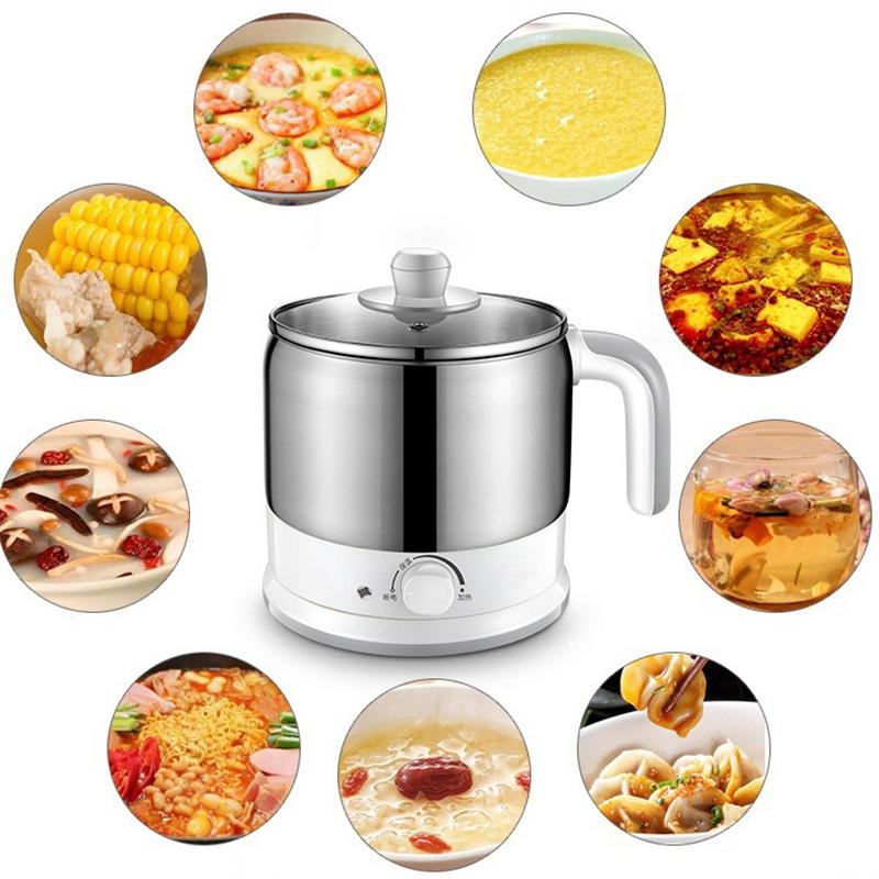 

DMWD High Quality Stainless Steel Mini Electric Pot 220V 1.2L Breakfast Egg Cooker Water Heater Boiler Porridge Soup Pot