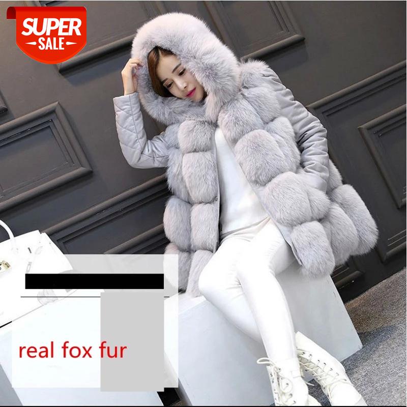 

Real Fox Fur Coat For Women Genuine Sheepskin Natural Whole Skin Fox Fur Jackets Woman Winter Overcoats Luxury Coats #M02Z, Black;brown