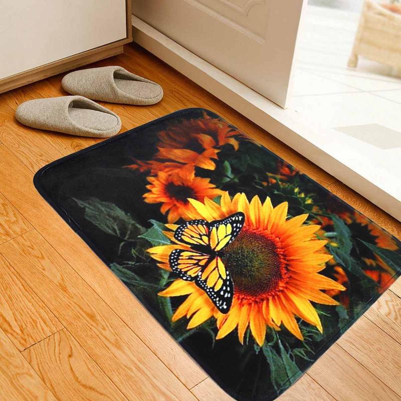 

Non-slip Door Mat Carpet Butterfly Sunflower Entrance Doormat Floor Rug For Bathroom Bedroom Living Room Home Decor Textile, As pic