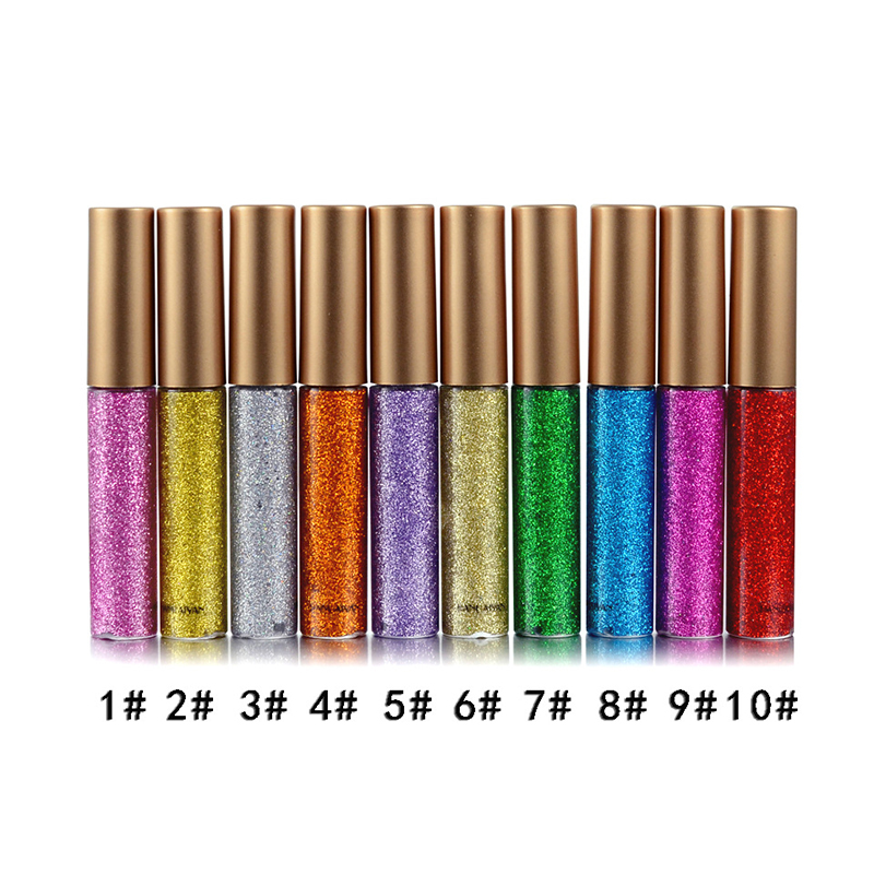 

HANDAIYAN 10pcs Waterproof Shiny Eyeshadow Glitter Liquid Eyeliner Makeup Eye Liner, Mixed color