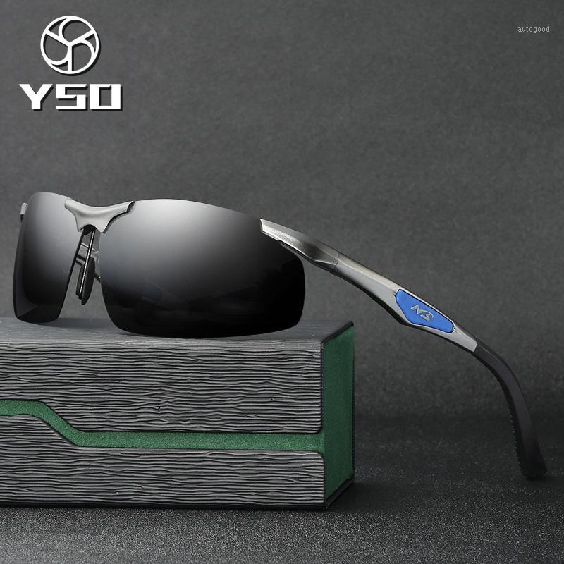 

Sunglasses YSO Men Polarized UV400 Aluminium Magnesium Frame TAC Sun Glasses Driving Semi Rimless Accessory For 30091