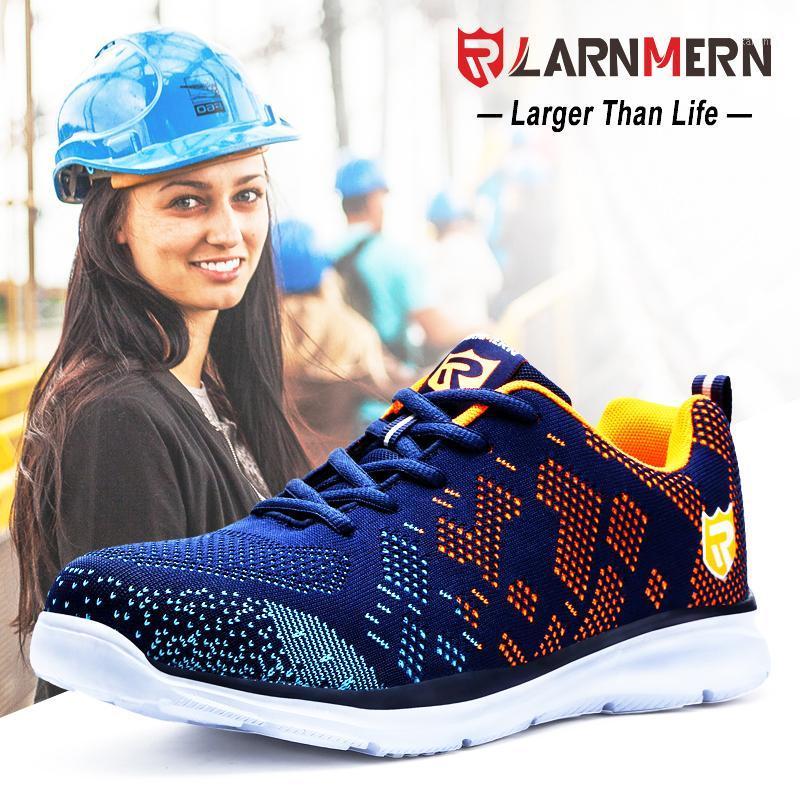 

LARNMERN Women's Steel Toe Safety Work Shoes For Wonmen Lightweight Breathable Anti-smashing Anti-puncture Construction Sneaker1, Orange