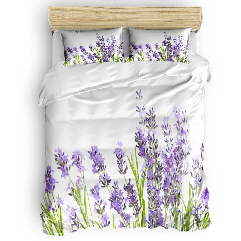 

Purple Lavender 4 Pcs Comforter Cover Set 4 Piece Bedding Sets Forefather's Day California King Mother's Day Easter Flat, As pic